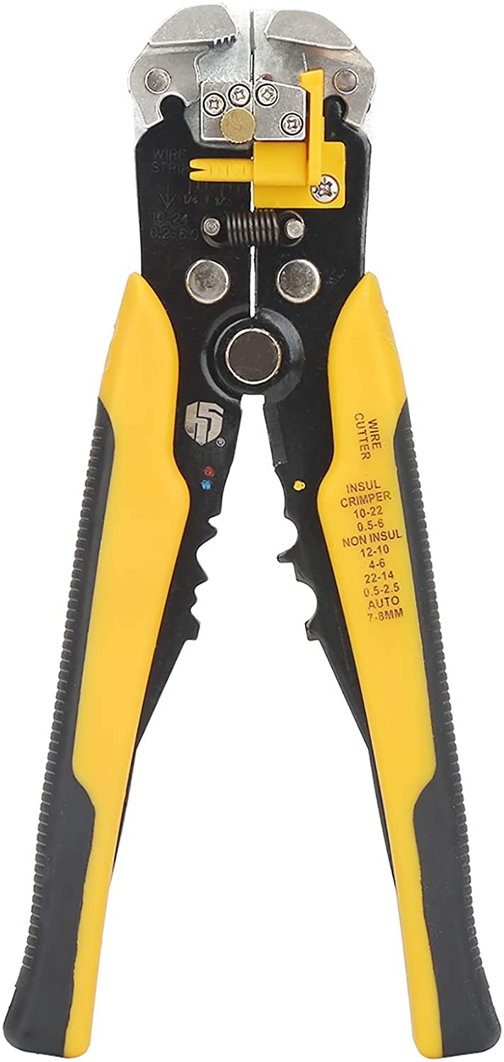 Wire Stripper, Automatic 3 in 1 Wire Stripping Pliers, Cutting, Crimping 8 Inch Self-adjusting, Multi-Function Hand Tool