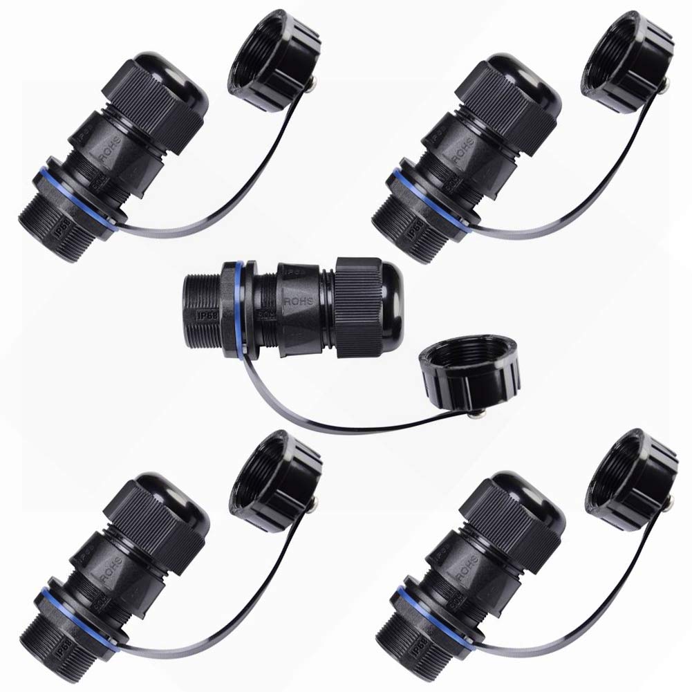 5PCS Panel Mounting RJ45 Waterproof Connector Cat5/5e/6 Ethernet LAN Cable Coupler with Waterproof/Dust Cap Cover