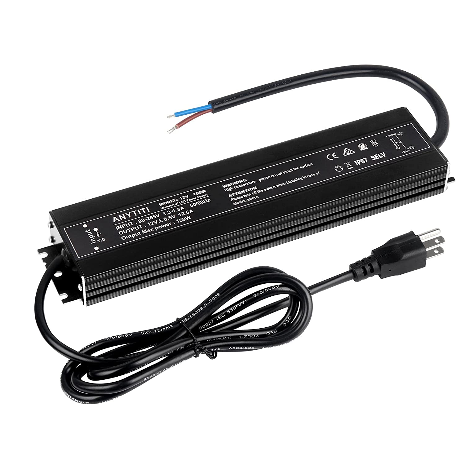 LED Power Supply with IP67 Waterproof Rating, 12V DC Switching Power Supply 150W